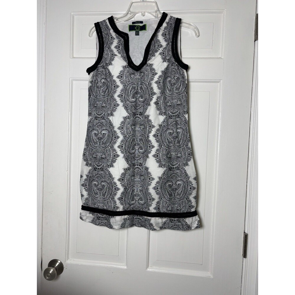 C. Wonder Black/White Sleeveless Tunic V-Neck Cotton/Silk Women’s XS Indie